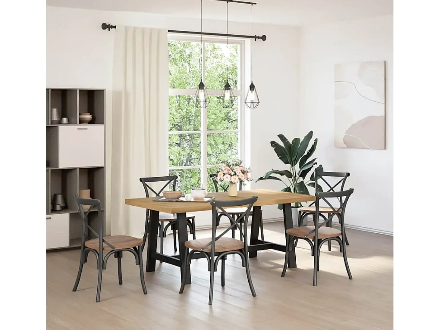 Mesa de comedor NOAIN con patas en forma de A 180x90x75cm pino macizo