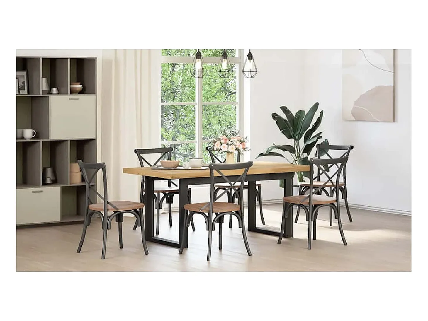 Mesa de comedor NOAIN patas en U 180x90x75cm pino macizo