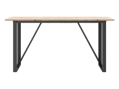 Mesa de comedor O-frame 140x80x75 cm madera maciza de pino acero