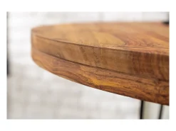 Mesa de comedor ORBO 120 cm – Tablero de madera de Sheesham barnizado y patas de metal negro – Estilo industrial