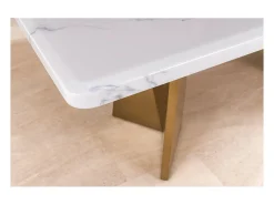 Mesa de comedor OREA - Rectangular - Mármol blanco y dorado - Patas de metal - Estilo chic y moderno