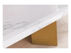 Mesa de comedor OREA - Rectangular - Mármol blanco y dorado - Patas de metal - Estilo chic y moderno