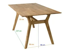 Mesa de comedor Osword de madera maciza de roble 170 cm