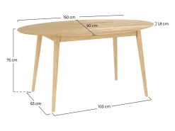 Mesa de comedor ovalada 150 cm en madera clara - Eddy