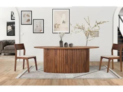Mesa de comedor ovalada de madera de acacia 200 cm
