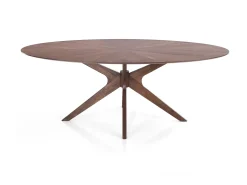 Mesa de comedor ovalada de diseño en madera maciza 110x190 cm Leon - Nogal