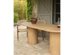 Mesa de comedor ovalada de microcemento en tono terracota DECOWOOD de 220x75cm - LUCÍA - DECOWOOD
