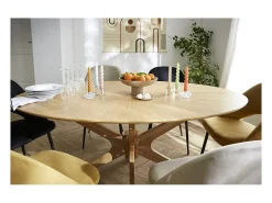 Mesa de comedor ovalada de diseño en roble 160 cm DIELLI
