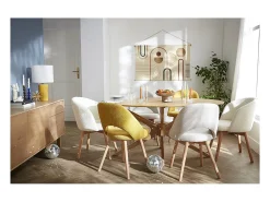 Mesa de comedor ovalada de diseño en roble 160 cm DIELLI