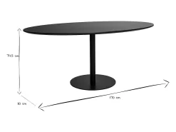 Mesa de comedor ovalada de diseño negra 170 cm HALIA