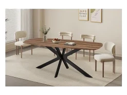 Mesa de comedor ovalada para 10 personas, colección TÚNEZ. Patas de diseño en metal.