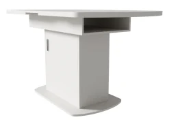 Mesa de comedor ovalada retráctil - con espacio de almacenamiento y mango plateado - Blanco