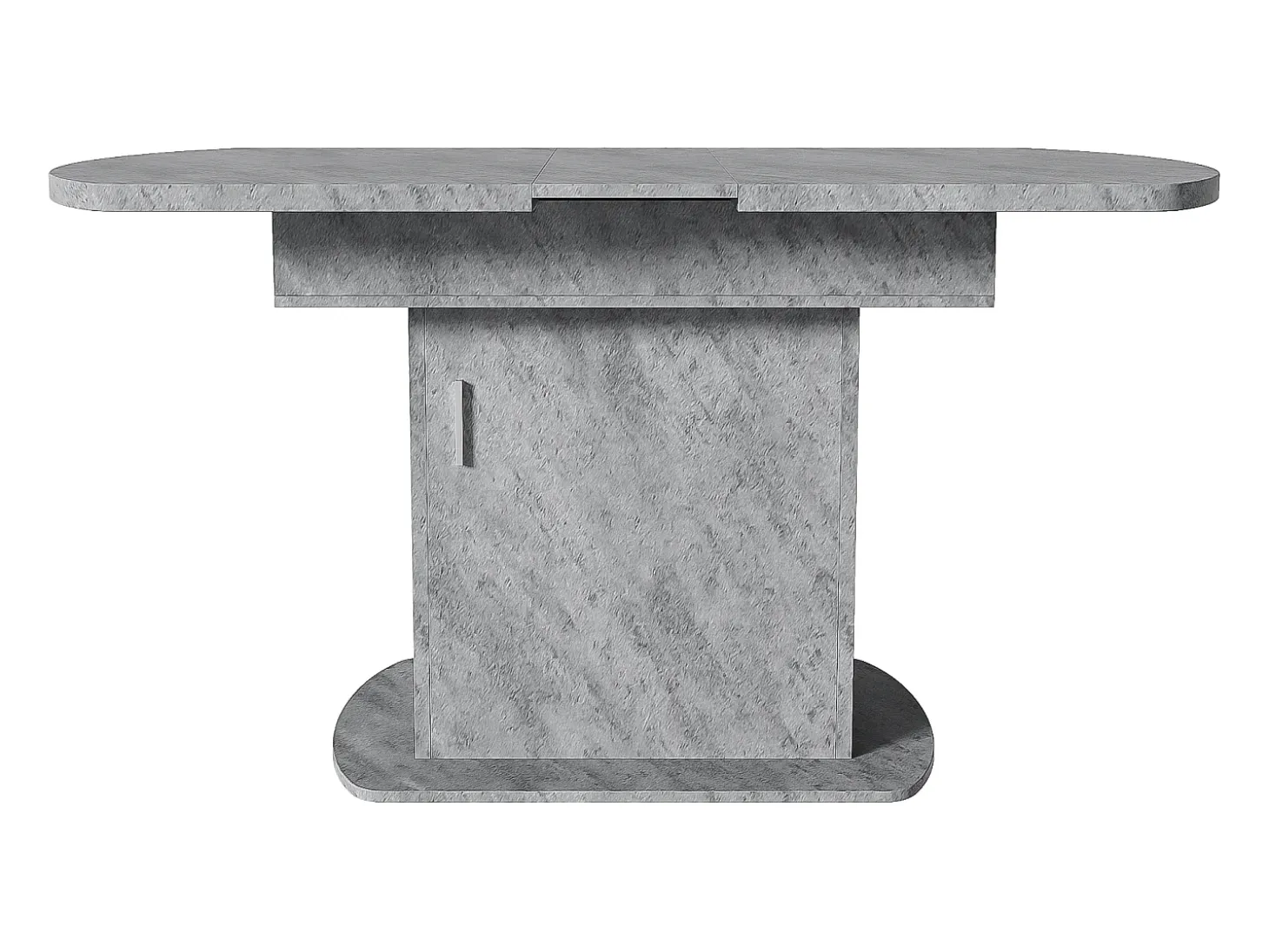 Mesa de comedor ovalada retráctil - con espacio de almacenamiento y mango plateado - Gris
