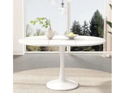 Mesa de comedor ovalada retráctil - 100/140 x 100 x 75 cm - MDF - Blanco