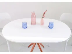 Mesa de comedor ovalada 75x100cm Jubi Blanca Roble