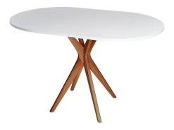 Mesa de comedor ovalada 75x100cm Jubi Blanca Roble