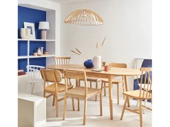 Mesa de comedor ovalada y extensible de 6 a 8 plazas natural