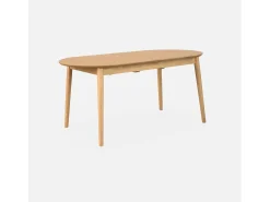 Mesa de comedor ovalada y extensible de 6 a 8 plazas natural