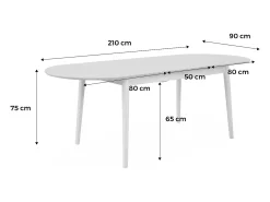 Mesa de comedor ovalada y extensible de 6 a 8 plazas natural