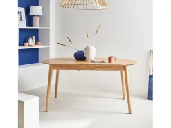 Mesa de comedor ovalada y extensible de 6 a 8 plazas natural