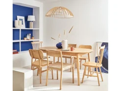 Mesa de comedor ovalada y extensible de 6 a 8 plazas natural