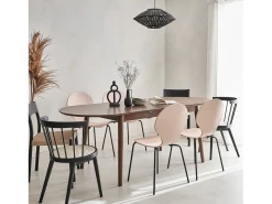Mesa de comedor ovalada y extensible de 6 a 8 plazas nogal