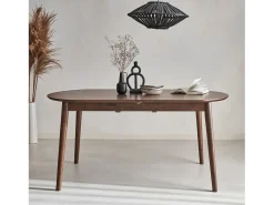 Mesa de comedor ovalada y extensible de 6 a 8 plazas nogal