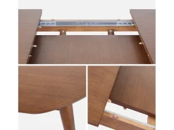 Mesa de comedor ovalada y extensible de 6 a 8 plazas nogal