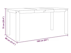 Mesa de comedor Panamá blanca 160x80x75 cm madera maciza de pino