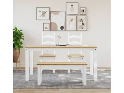Mesa de comedor Panama madera maciza pino blanco 160x80x75 cm