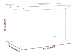 Mesa de comedor Panama madera maciza de pino gris 117x60x75 cm