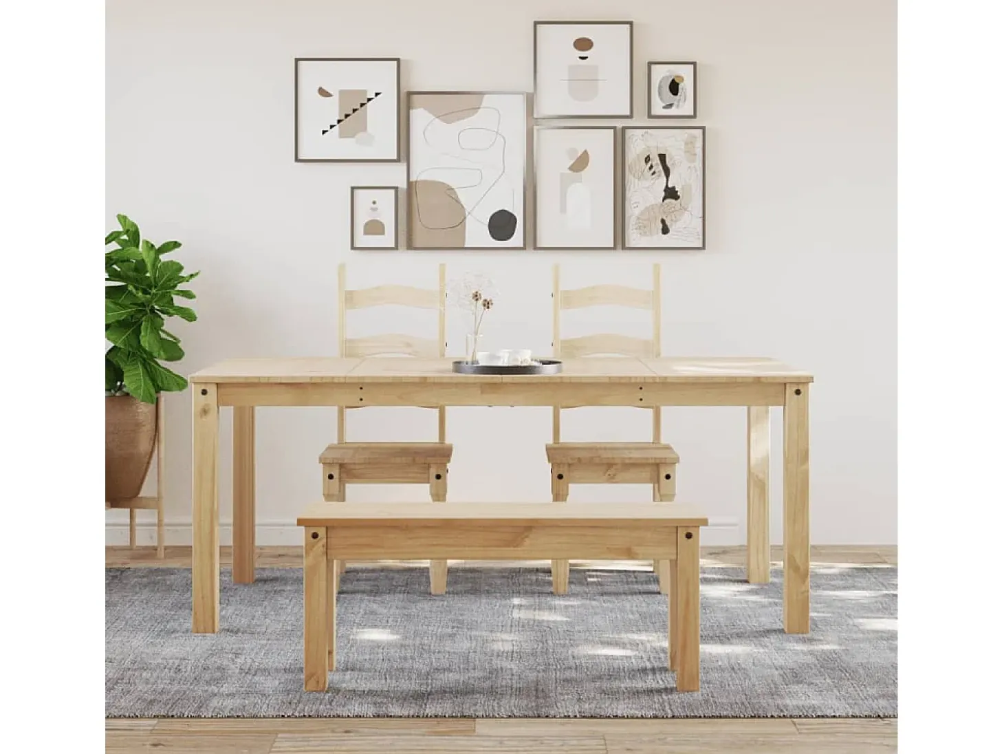 Mesa de comedor Panama madera maciza de pino 180x90x75 cm