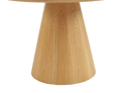 Mesa de comedor para 4 personas en cerámica y chapado - Efecto mármol blanco y natural - ANTALIZA