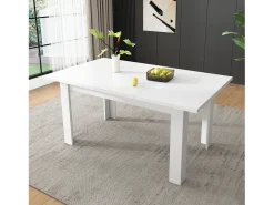 Mesa de comedor para 6 personas 120x70cm en MDF con almacenaje oculto, color blanco