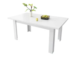 Mesa de comedor para 6 personas 120x70cm en MDF con almacenaje oculto, color blanco