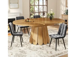 Mesa de comedor para 6 personas - 118/158 x 118 x 76,8 cm - tablero extensible - MDF - natural oscuro