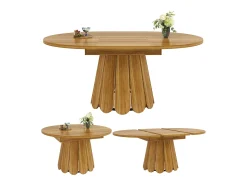 Mesa de comedor para 6 personas - 118/158 x 118 x 76,8 cm - tablero extensible - MDF - natural oscuro