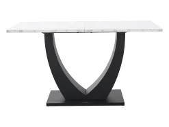 Mesa de comedor para 6 personas 140x75cm en MDF con patas regulables, chapa de mármol blanco con pata negra