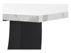 Mesa de comedor para 6 personas 140x75cm en MDF con patas regulables, chapa de mármol blanco con pata negra