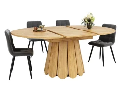 Mesa de comedor para 6 personas - 118/158 x 118 x 76,8 cm - tablero extensible - MDF - natural