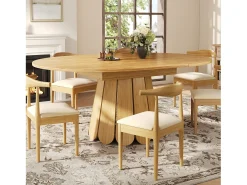 Mesa de comedor para 6 personas - 118/158 x 118 x 76,8 cm - tablero extensible - MDF - natural