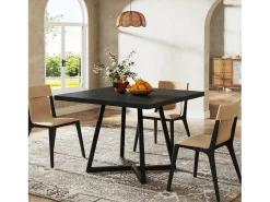 Mesa de comedor para 4 personas, estilo moderno, estructura metálica resistente, mesa de cocina de 80 x 80 x 75 cm para comedor (Negro)