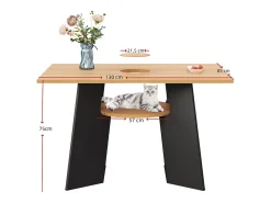 Mesa de comedor para 6 personas, apta para mascotas, negra y natural