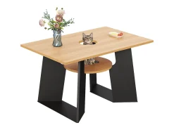 Mesa de comedor para 6 personas, apta para mascotas, negra y natural