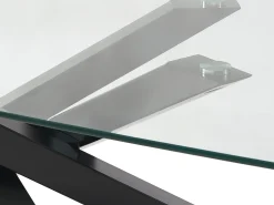 Mesa de comedor para 8 personas en vidrio templado y metal negro - Transparente - METRILIA