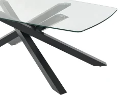 Mesa de comedor para 8 personas en vidrio templado y metal negro - Transparente - METRILIA