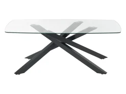 Mesa de comedor para 8 personas en vidrio templado y metal negro - Transparente - METRILIA