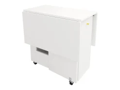Mesa de comedor plegable 120x75x75 cm - con espacio de almacenamiento - 2 cajones - ruedas bloqueables - blanco