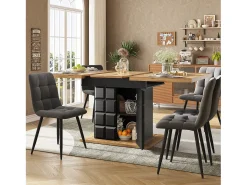 Mesa de comedor plegable para 4-6 personas - 110-140 x 80 x 75 cm - extensible - con 1 puerta - MDF - negro