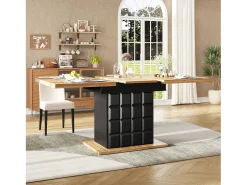 Mesa de comedor plegable para 4-6 personas - 110-140 x 80 x 75 cm - extensible - con 1 puerta - MDF - negro